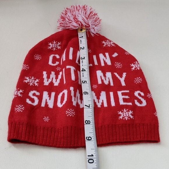 Chillin' with my Snowmies Slouchy Beanie Hat Knitted Cap with Pom Pom Unisex - Picture 9 of 9